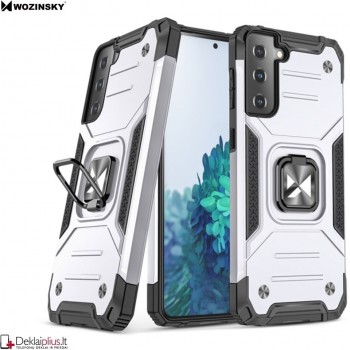 Wozinsky smūgiams atsparus dėklas su žiedu - sidabrinis (Samsung S21 Plus)   
